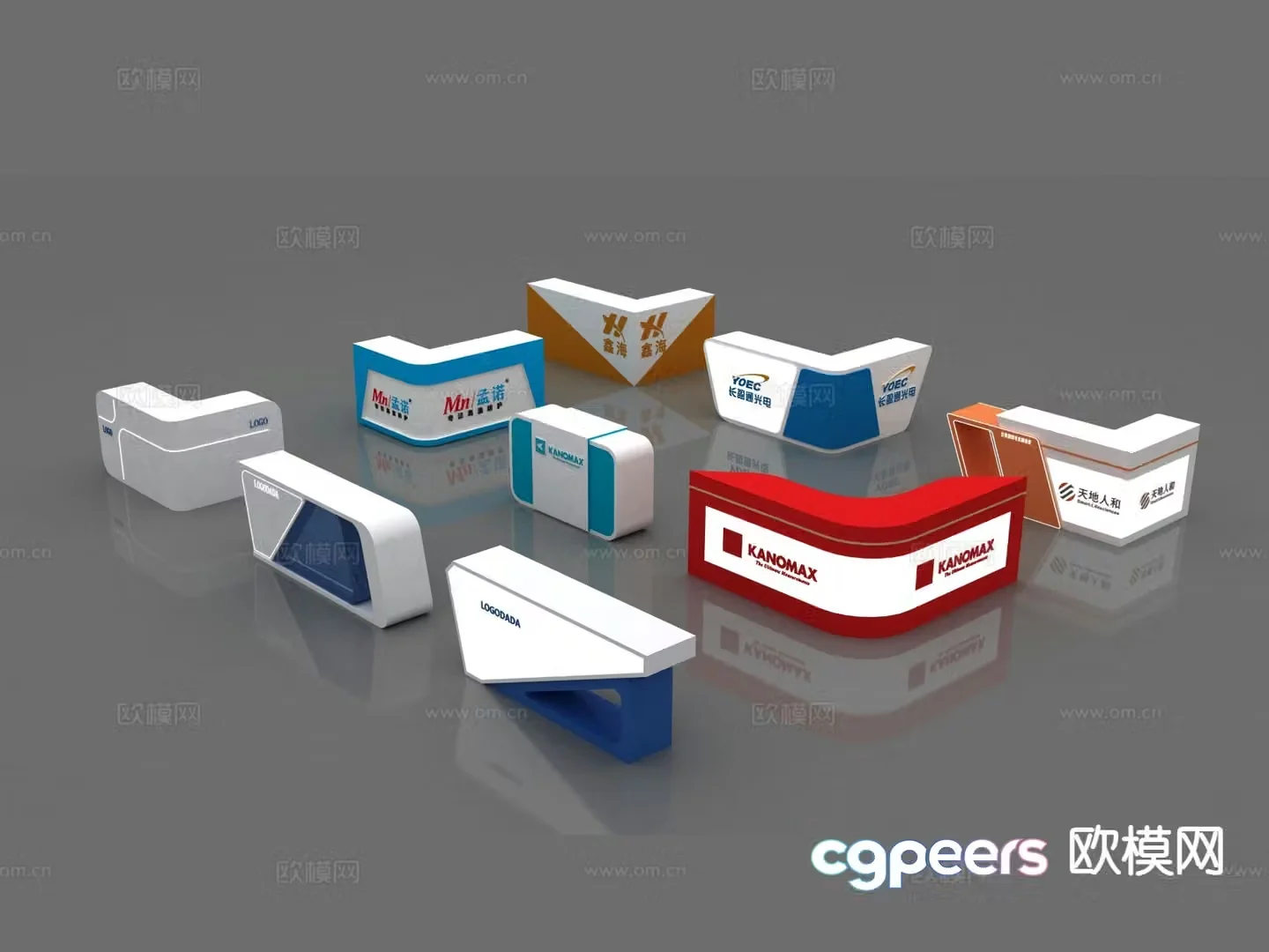 Reception desk front desk display booth arc reception desk 3D model