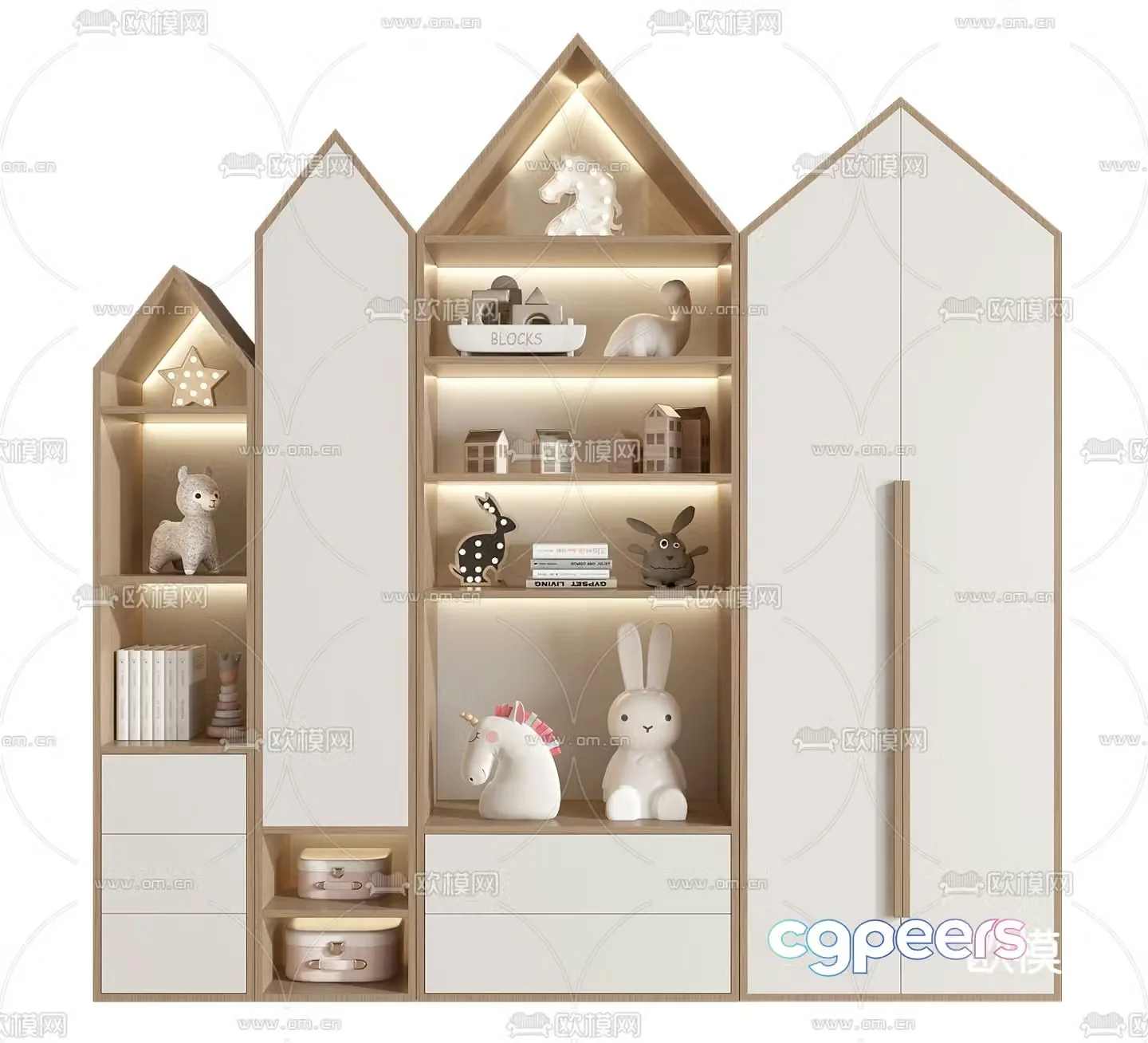 Children’s bookcase storage cabinet 3d model