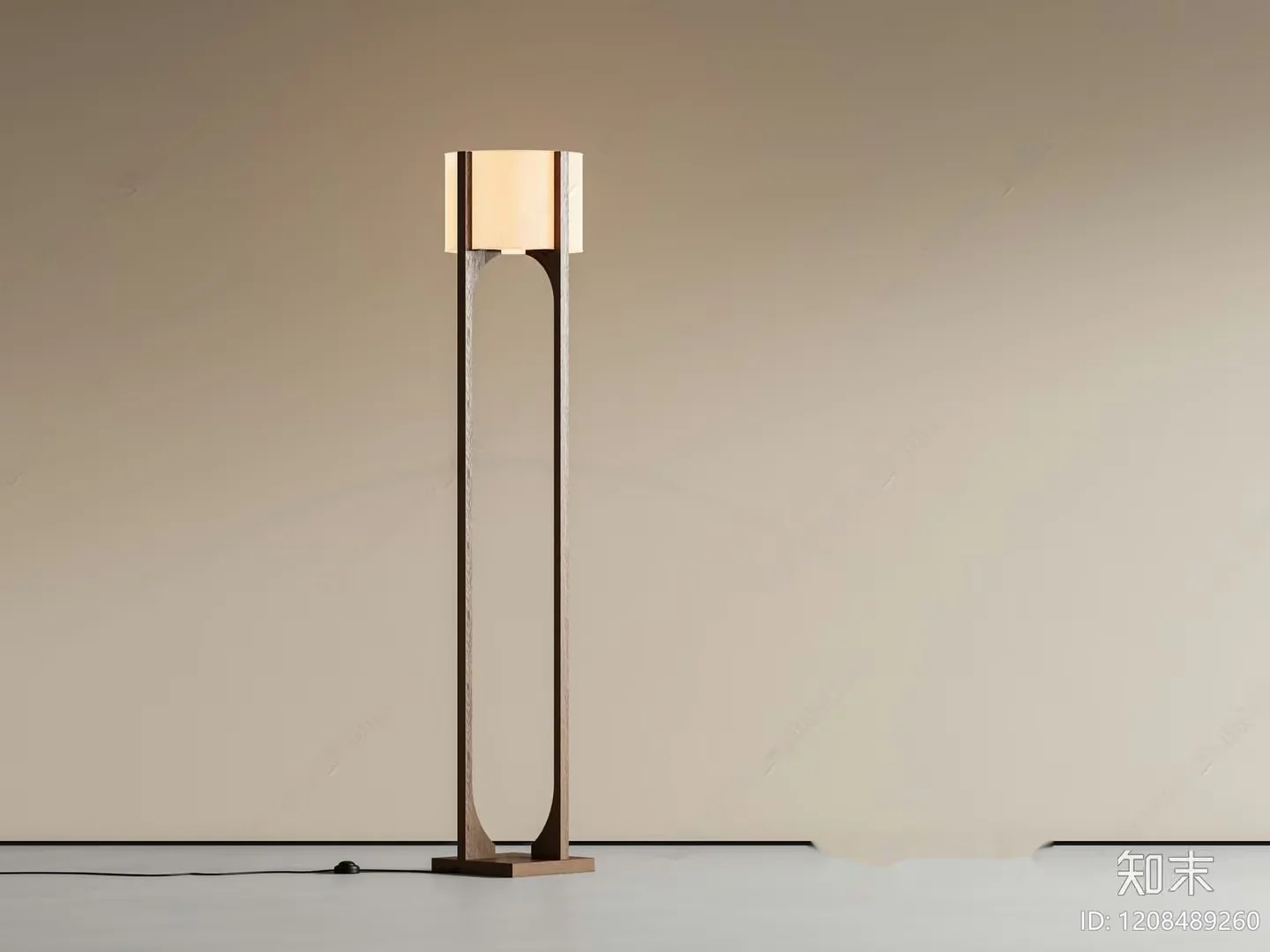 A Tall Lamp With A Wooden Base 3D Model – 20046 – VRAY Render