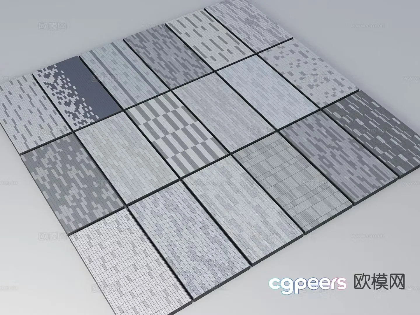 Sidewalk square paving circular road paving park paving 3D model
