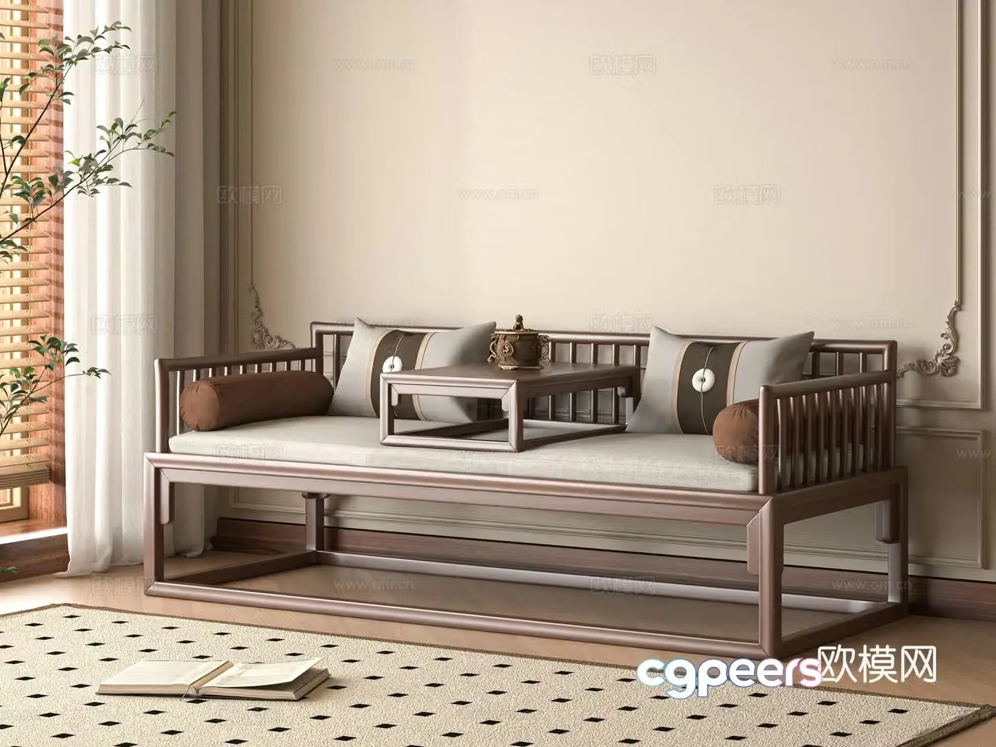 New Chinese Arhat Bed 3D Model