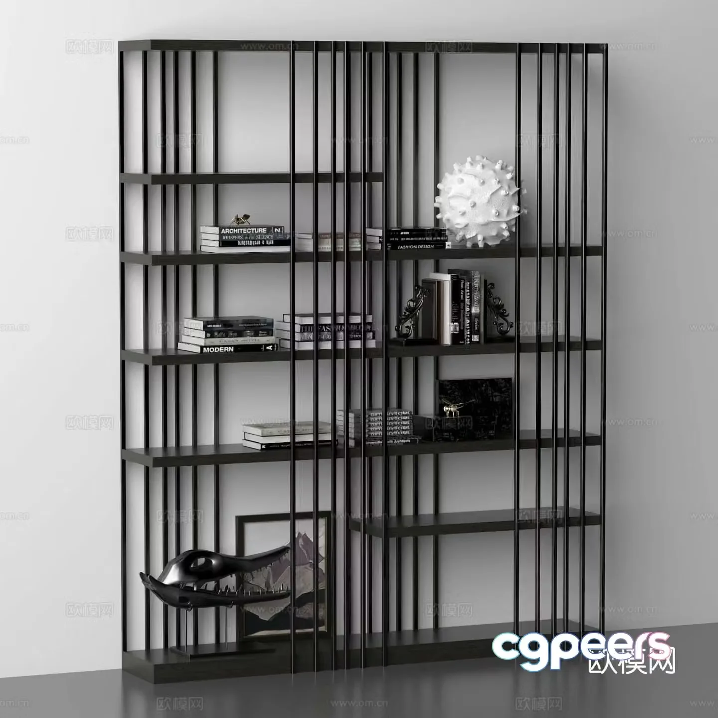 Modern bookcase bookshelf 3d model