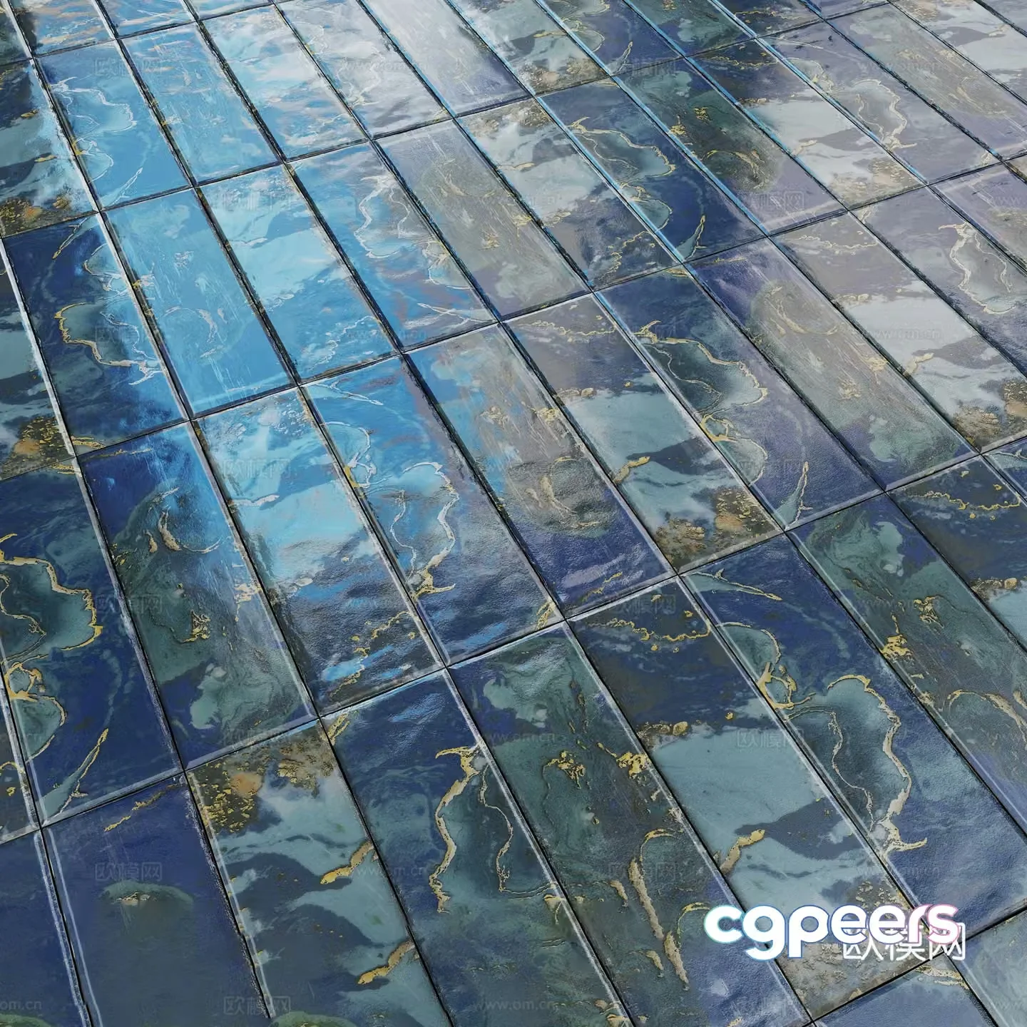 New Chinese style light luxury ceramic tiles flower tiles 3D model