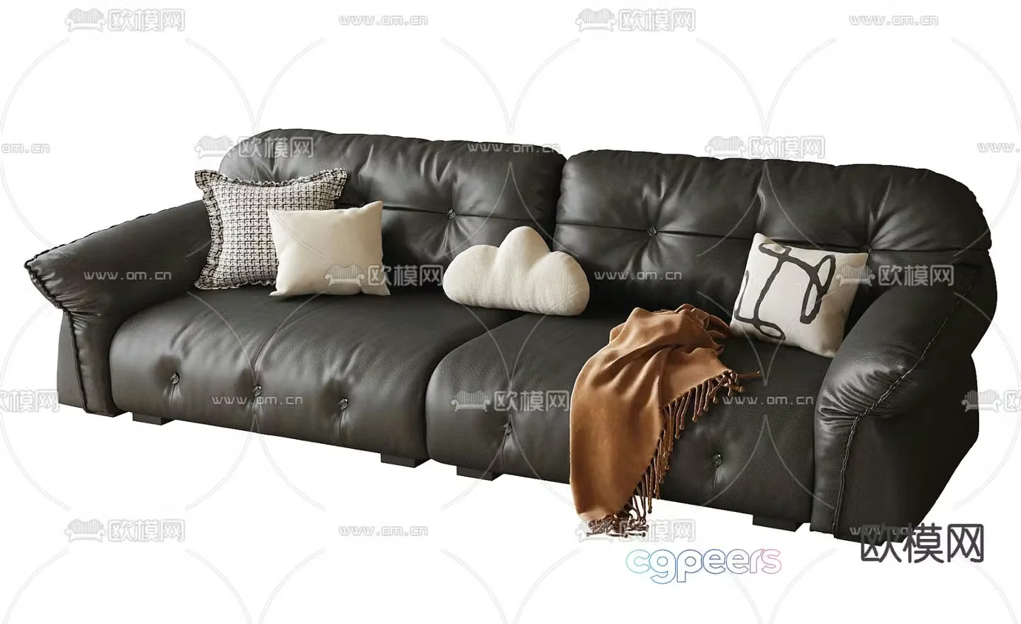 Leather multi-seat sofa 3d model