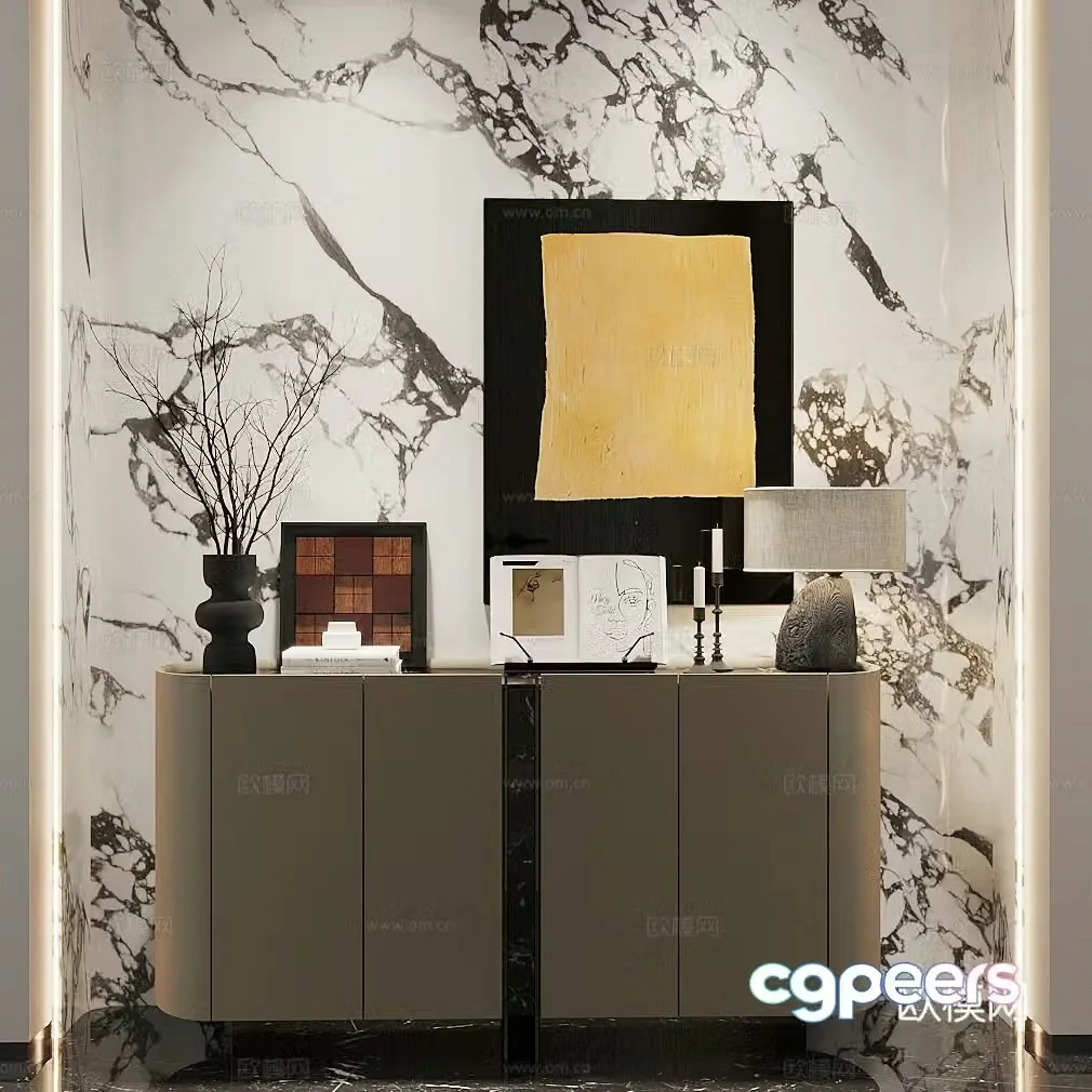 Modern Italian style entrance cabinet Light luxury Italian style entrance cabinet End view cabinet Entrance door decoration cabinet 3D model