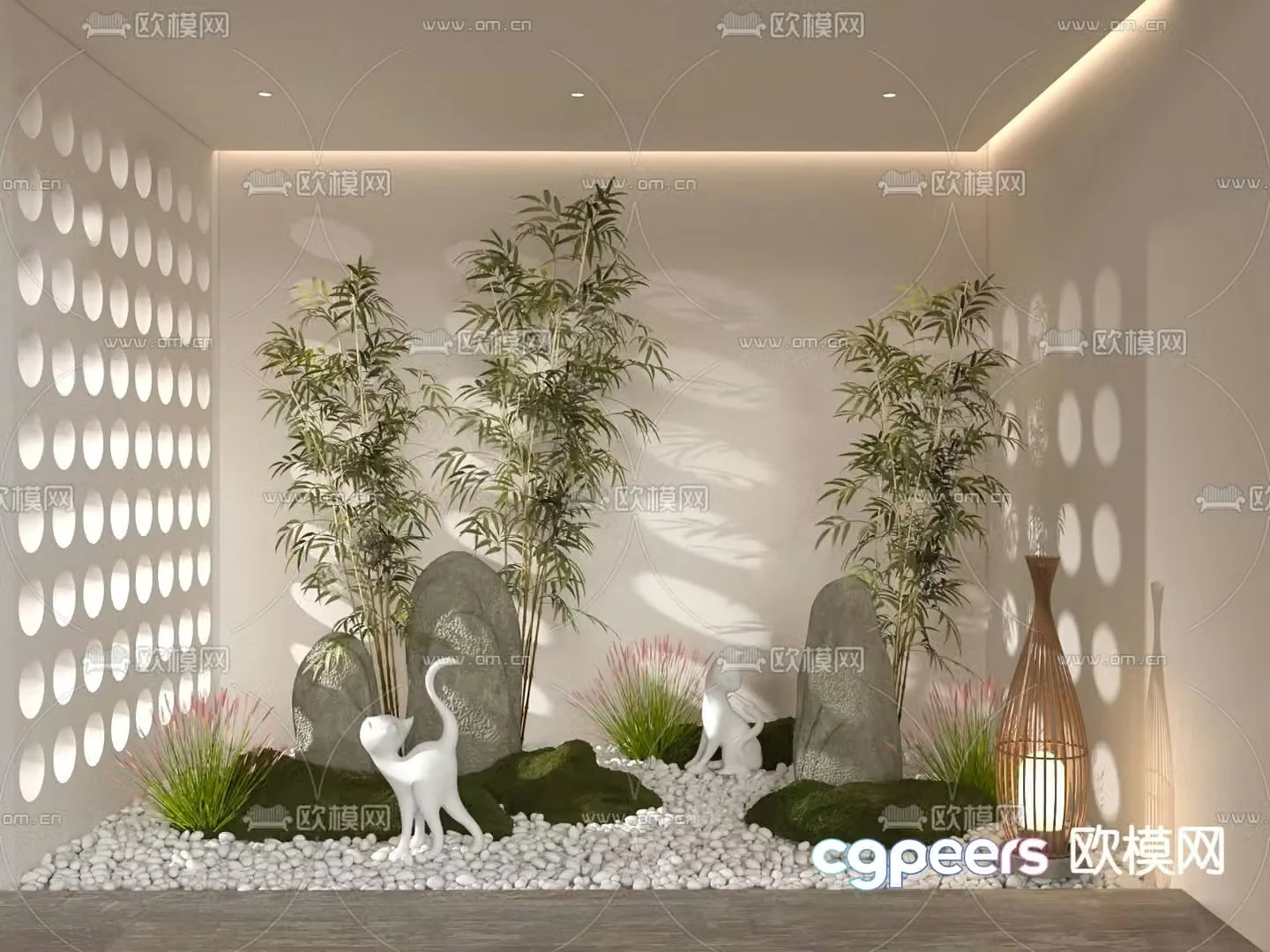 Indoor landscaping bamboo sketch 3d model