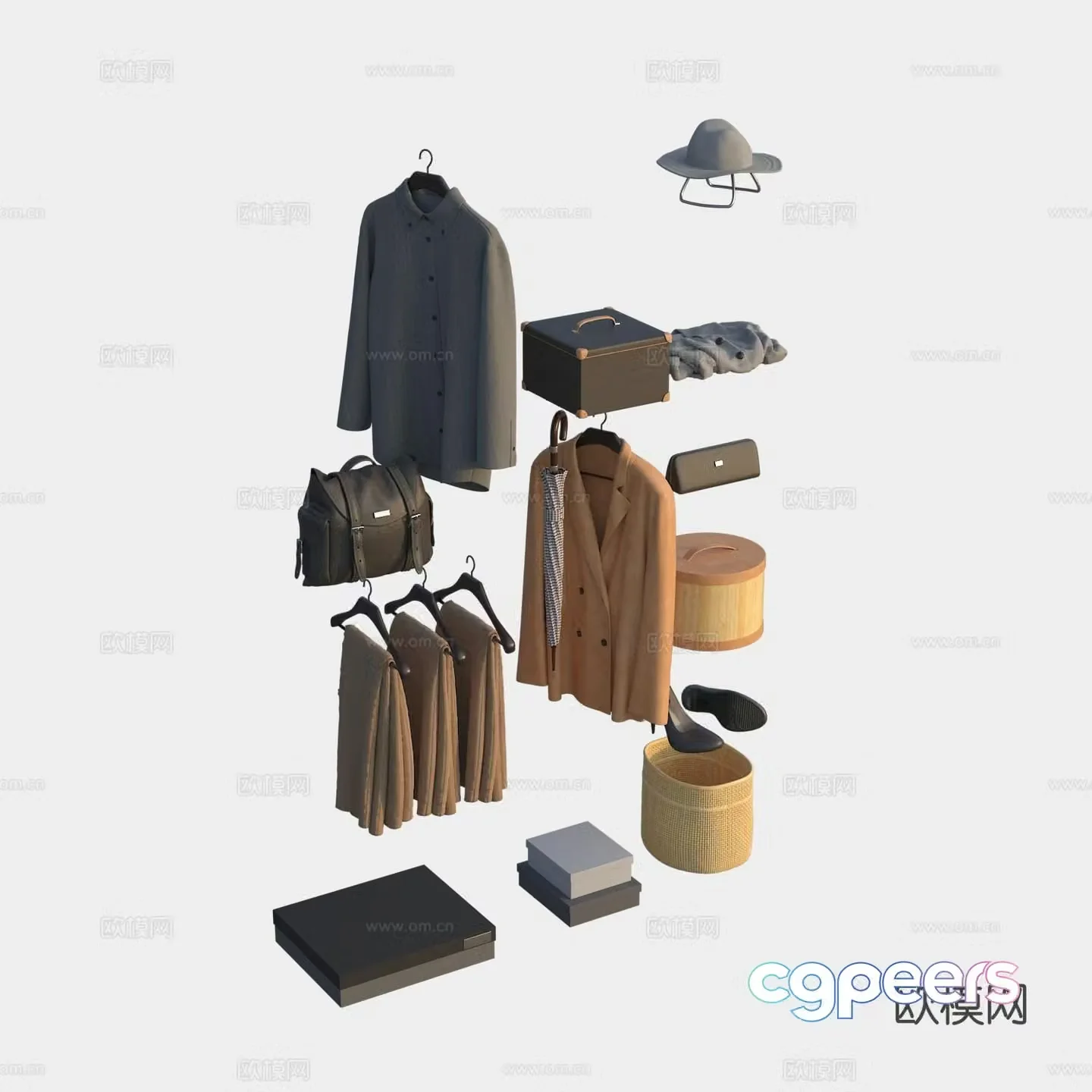 clothes coat luggage 3d model