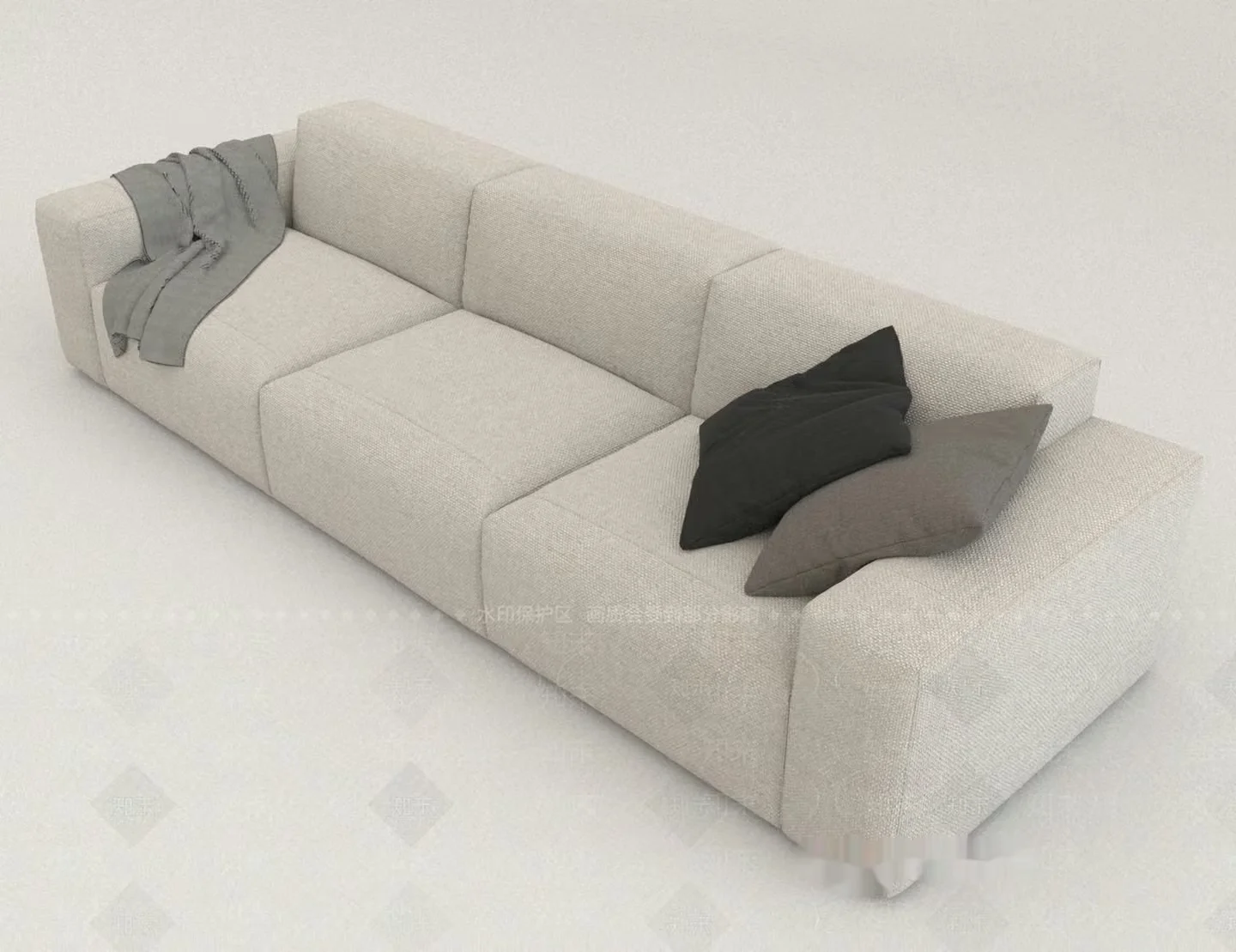 A White Couch With Throw Pillows 3D Model – 16017 – VRAY Render
