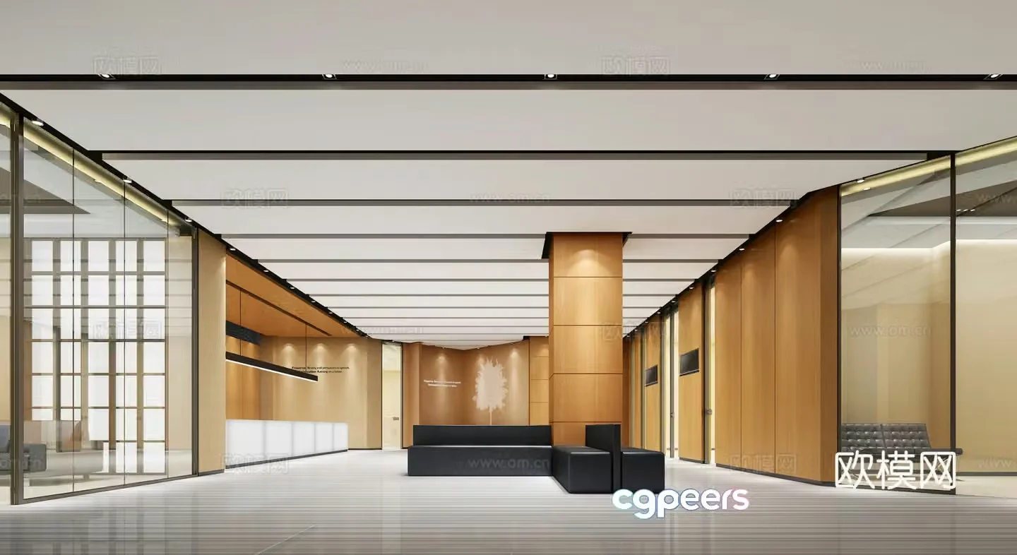 Modern health center reception hall 3d model