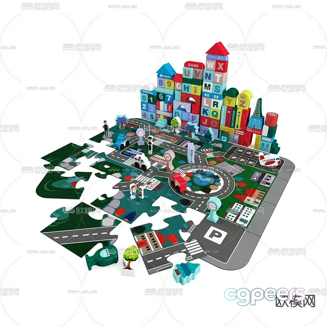 Modern children’s building block toys 3d model