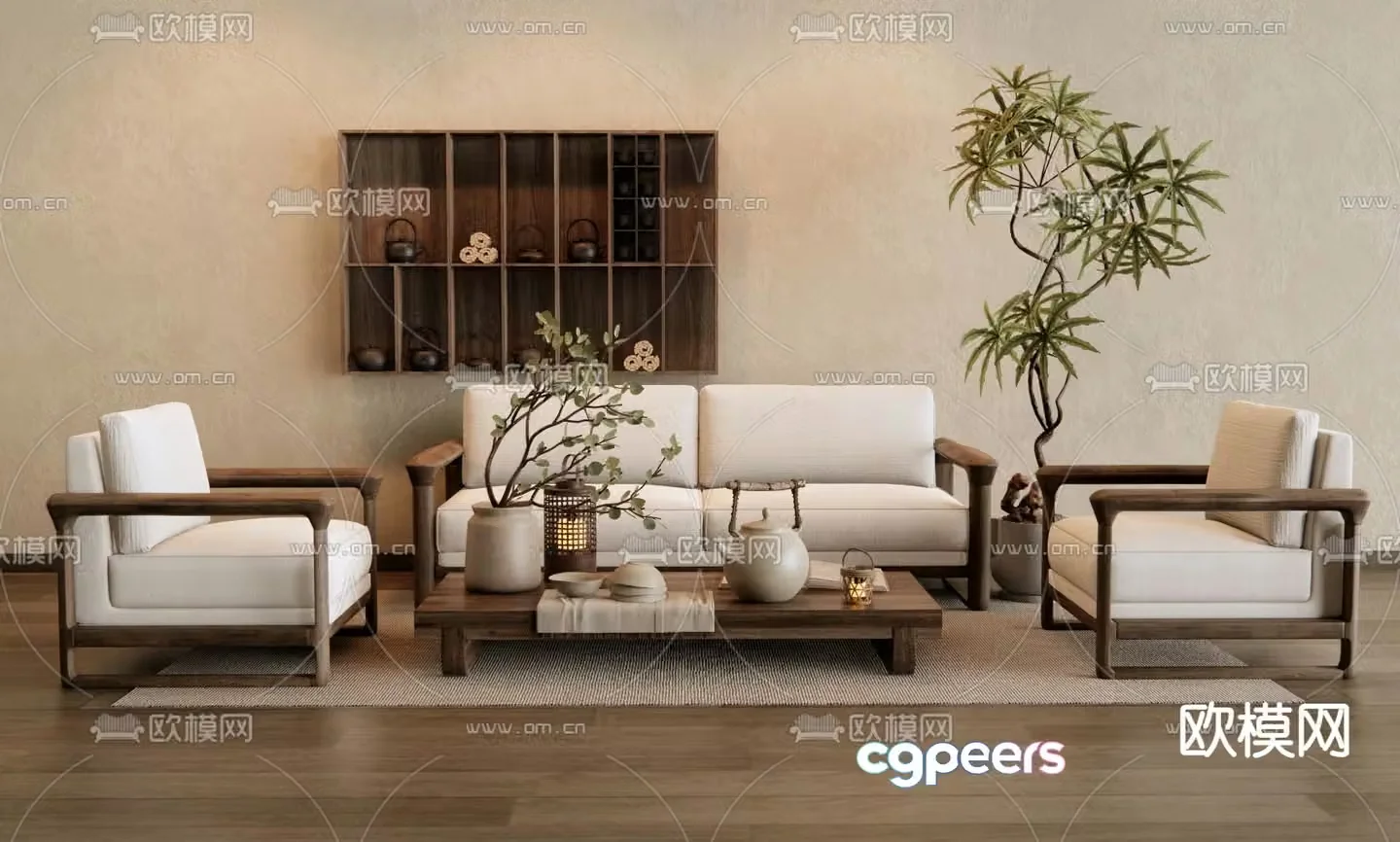 New Chinese style modular sofa 3d model