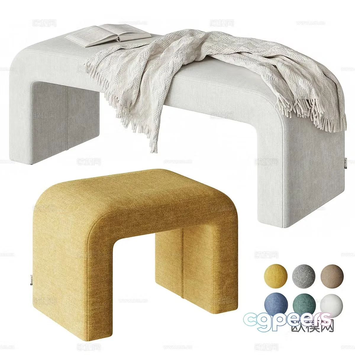 Modern sofa stool bench bench 3d model