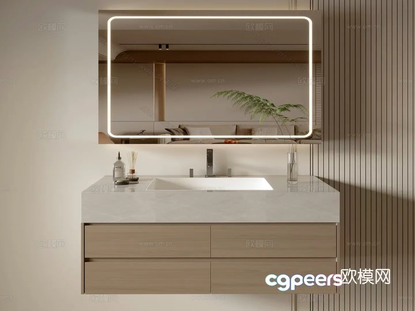 Modern bathroom cabinet bathroom basin bathroom ornaments mirror cabinet sink 3d model