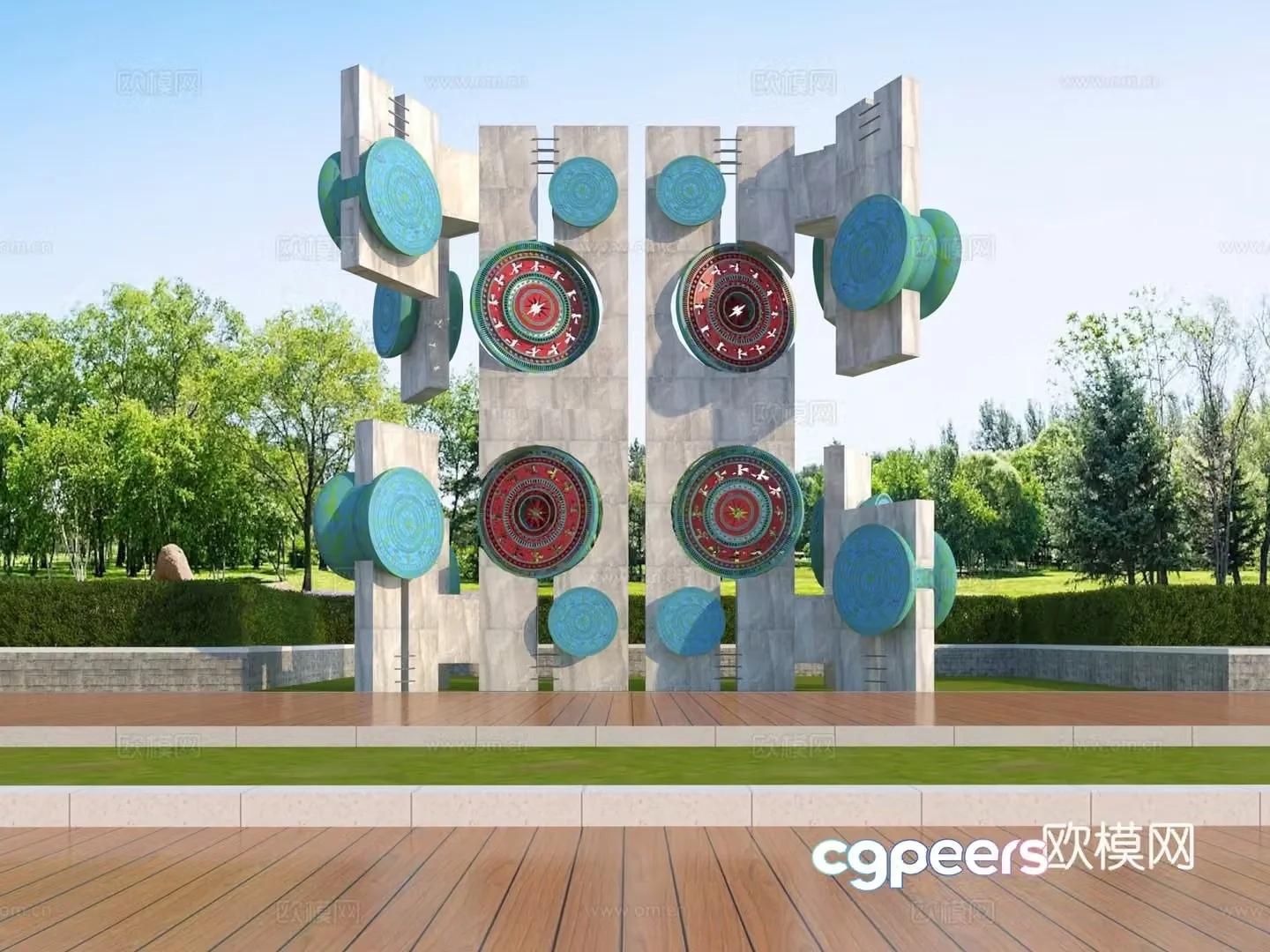 Modern landscape sketch Bronze Drum Culture 3D model