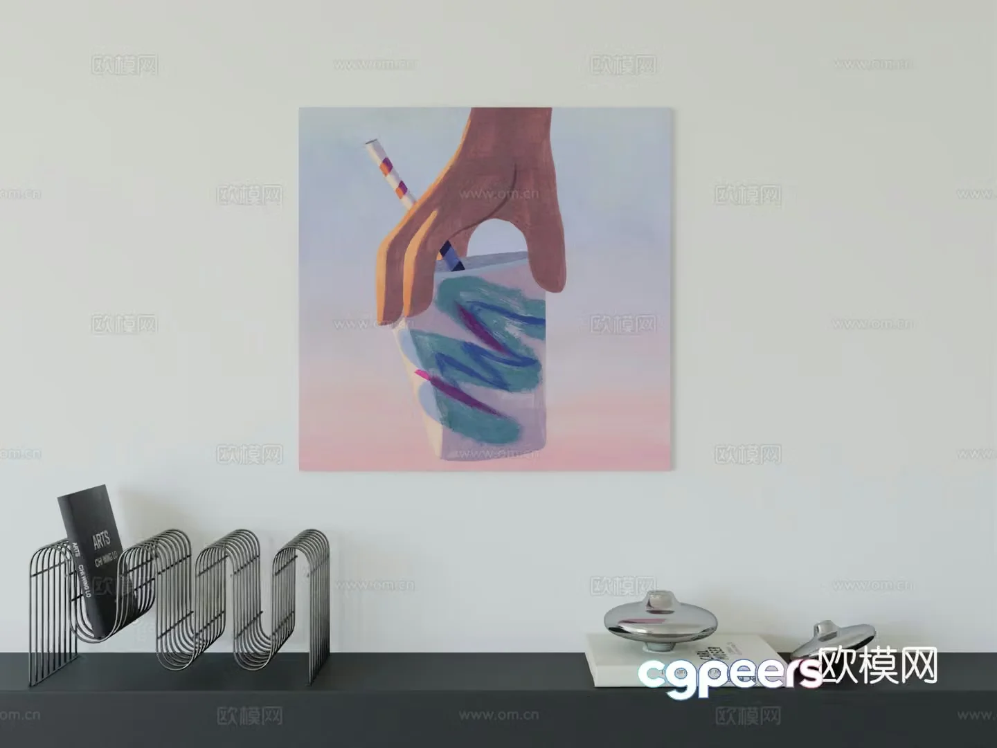 Modern minimalist hanging painting Bauhaus art hanging painting 3d model