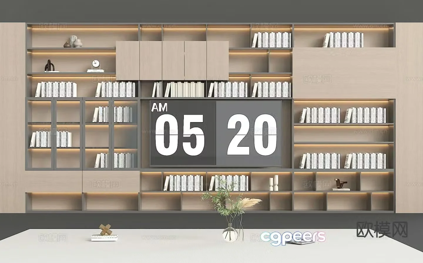 Modern bookcase integrated TV cabinet TV wall bookcase wall 3d model