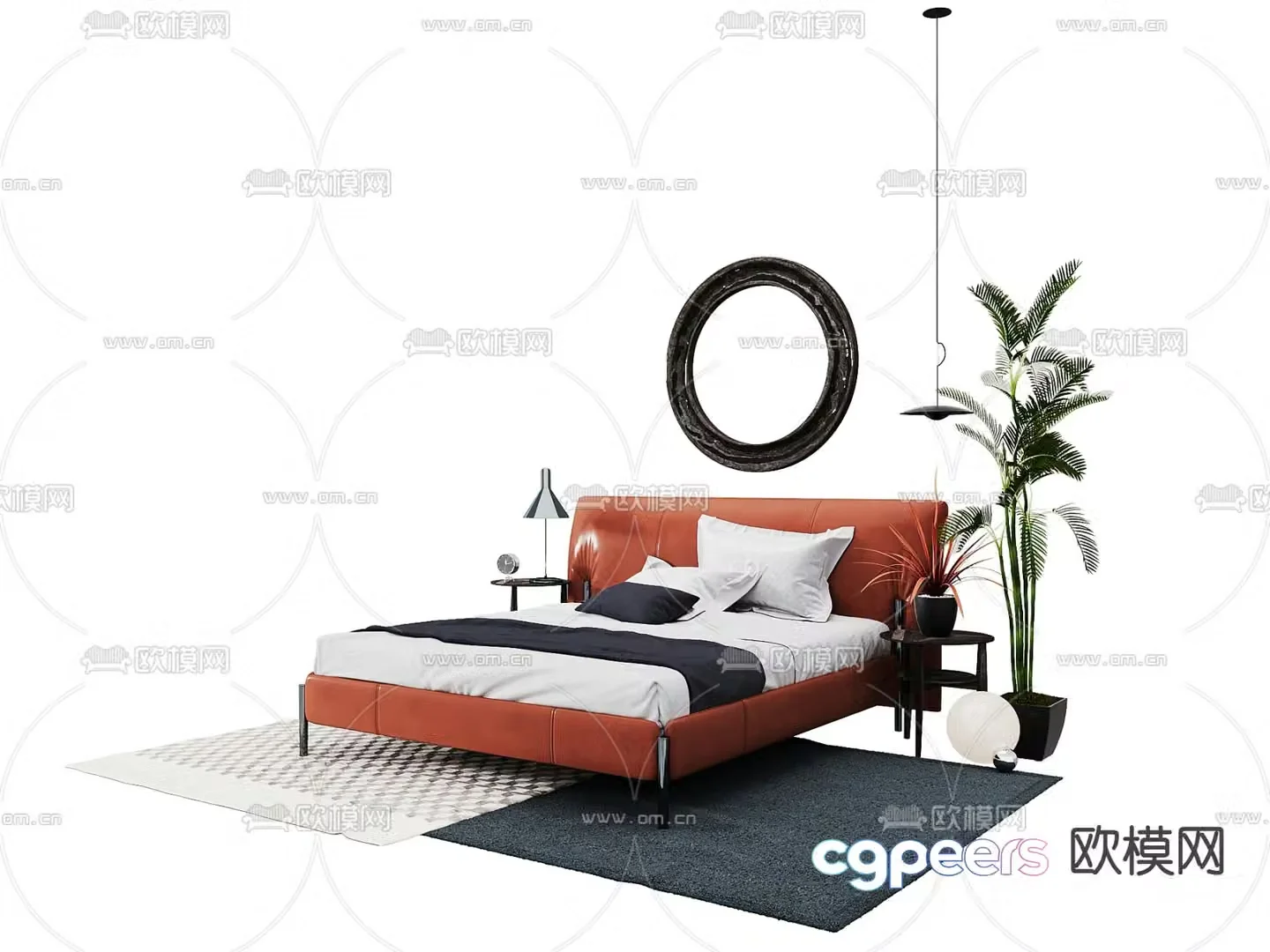 Modern double bed 3d model