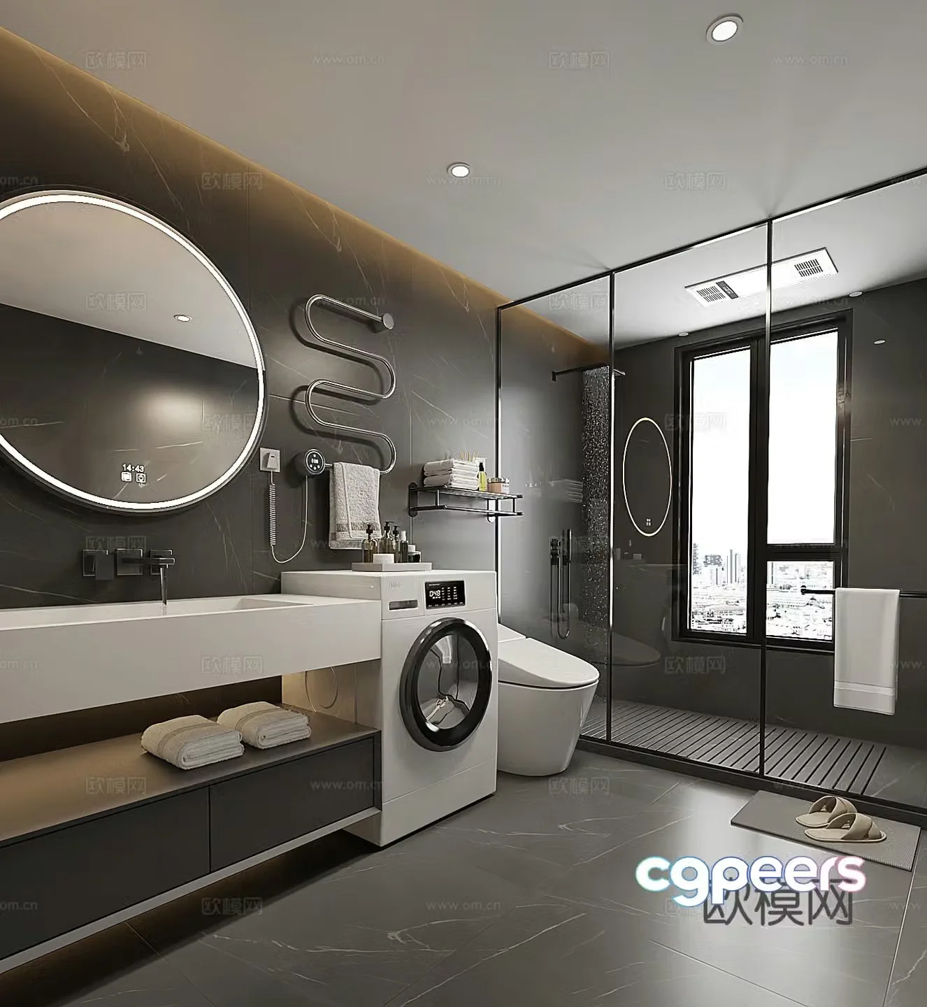 Modern dark bathroom 3D model