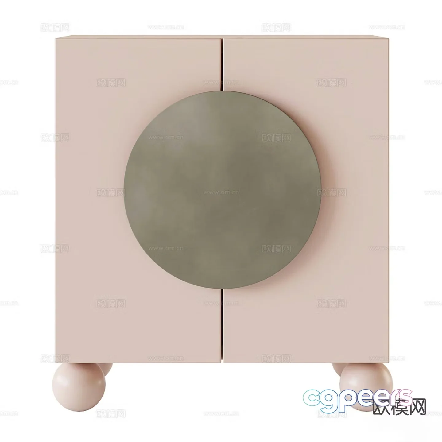 Pink bedside table 3d model