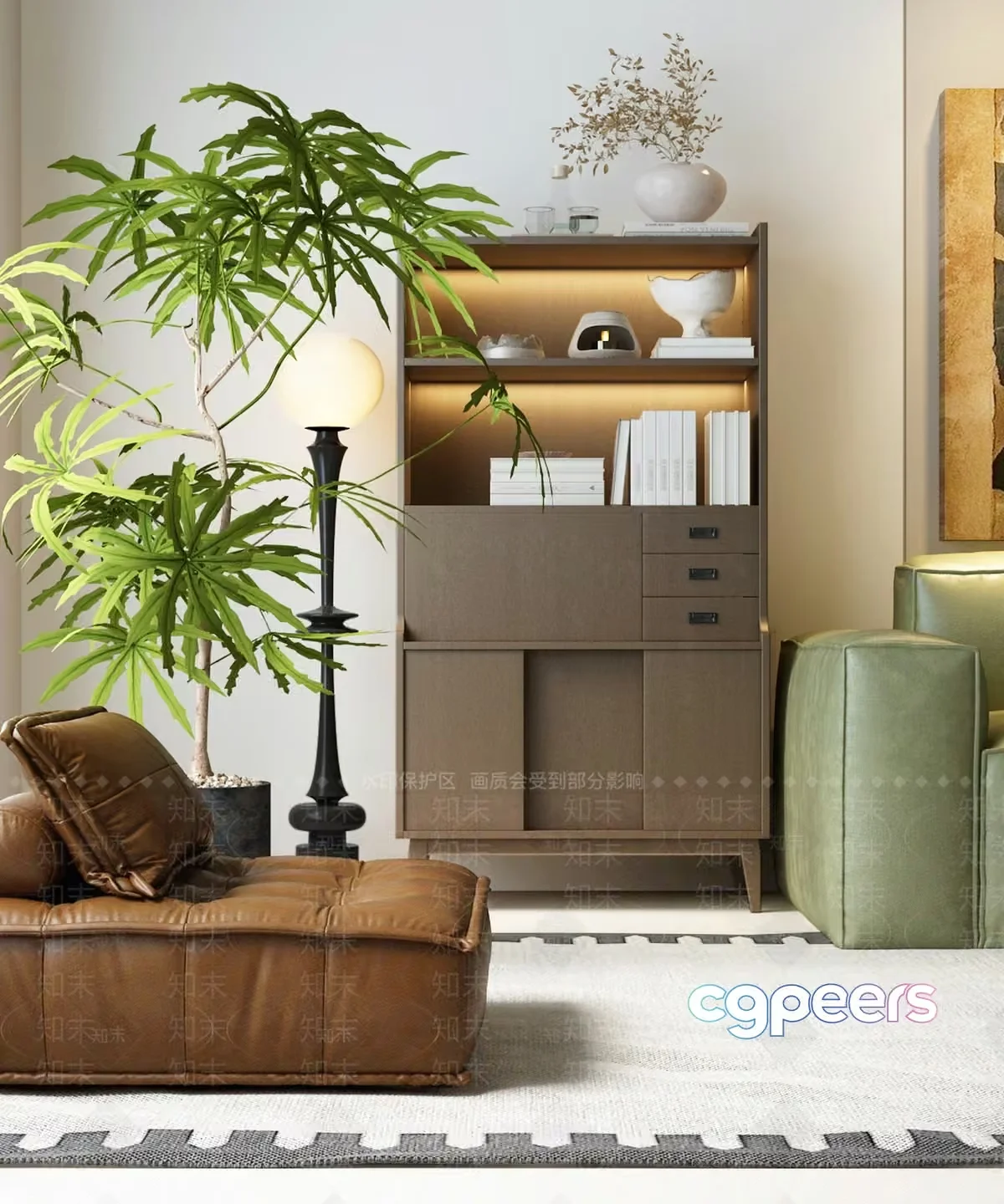 Modern Living Room 3D Model – 7142 – VRAY Render