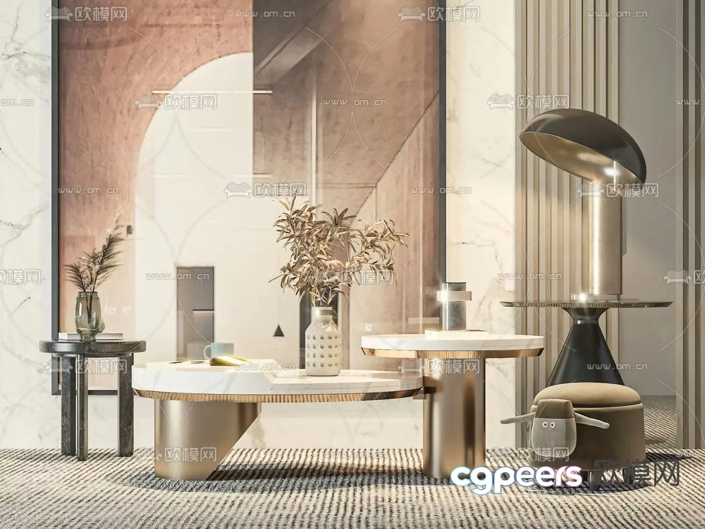 Light luxury coffee table mother-in-law coffee table 3d model