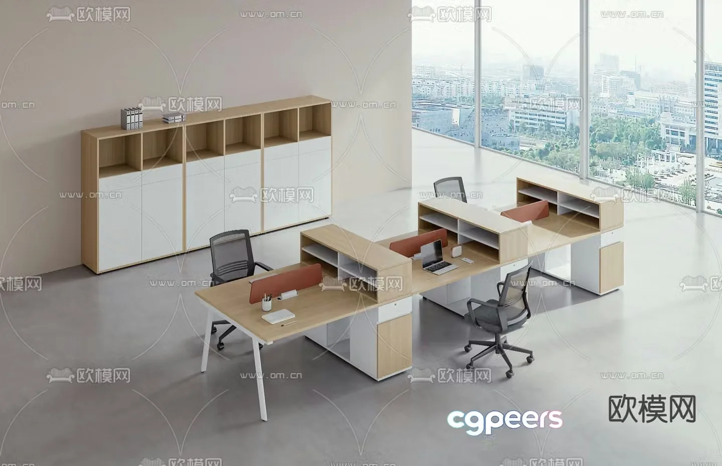 Office desk and chair position workstation 3d model