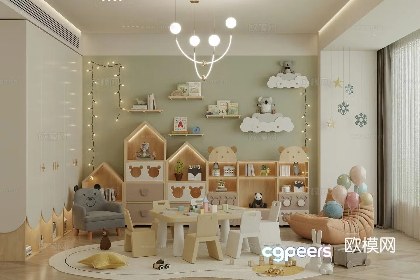 Modern children’s entertainment room Toy room Children’s room Toy storage cabinet 3D model