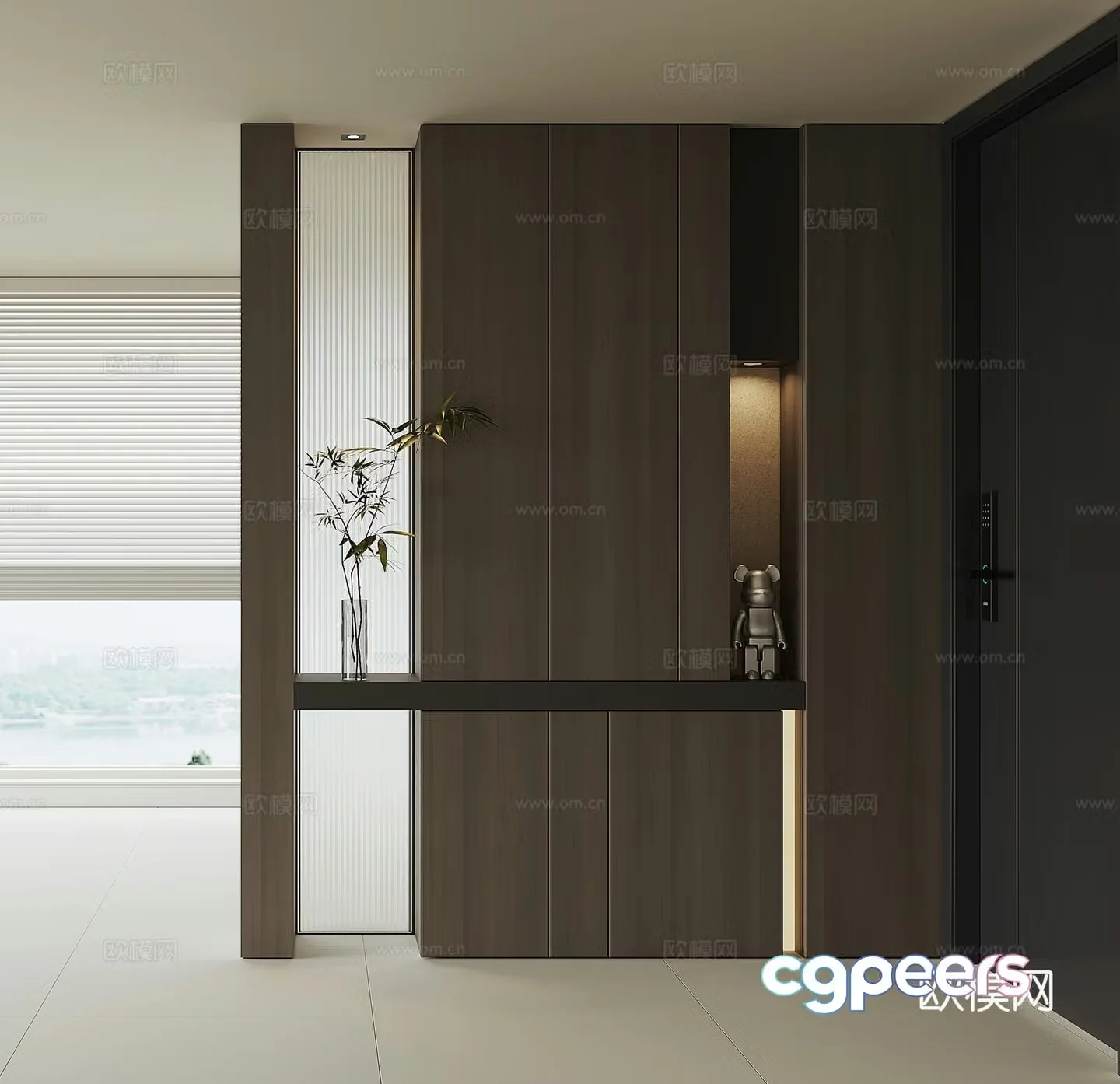 Modern home entrance shoe cabinet 3D model