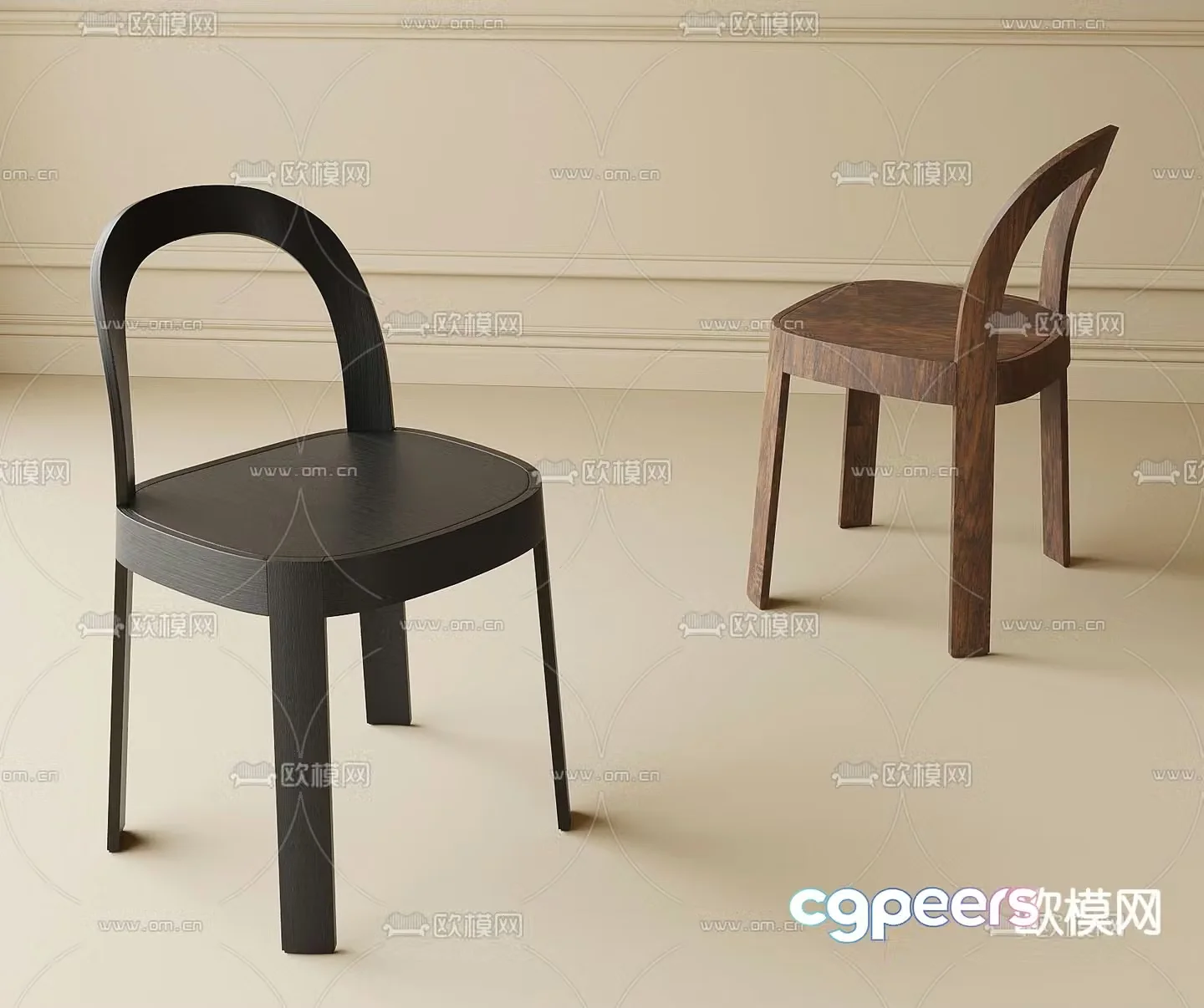 Wabi-sabi chair dining chair 3d model