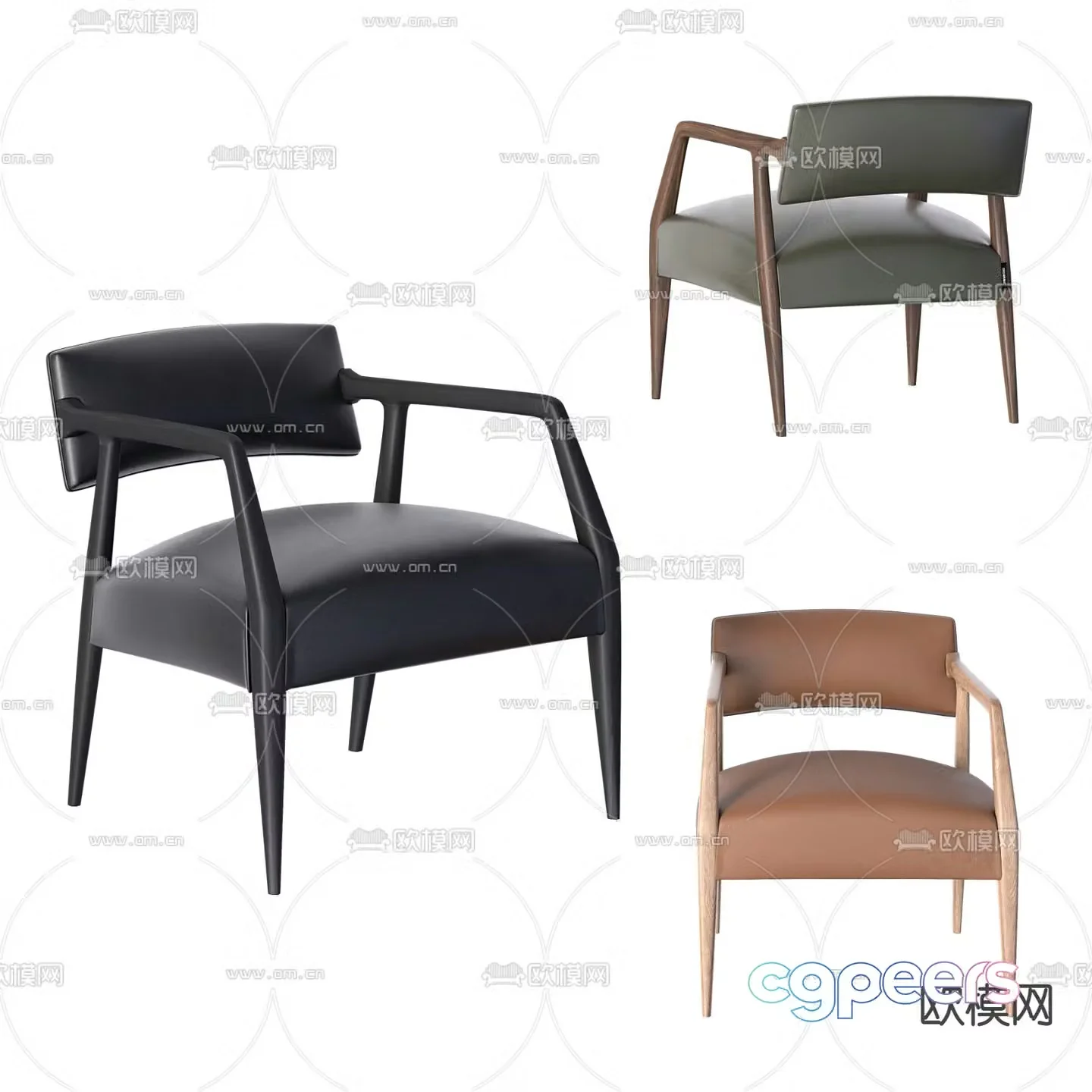 POLIFORM modern leather upholstered side chair 3d model