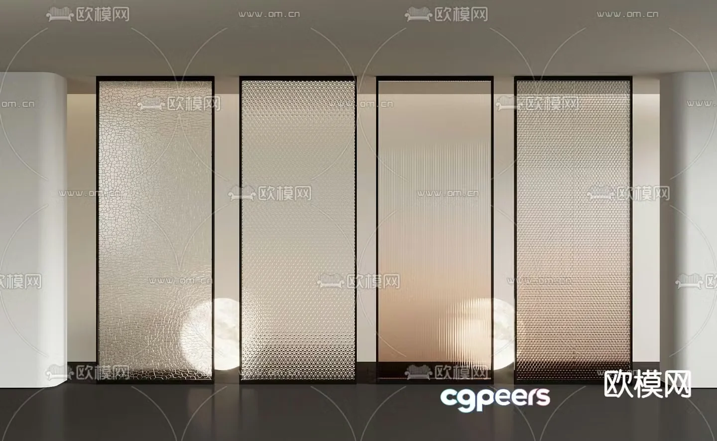 Glass partition ice cracked glass mosaic glass 3d model