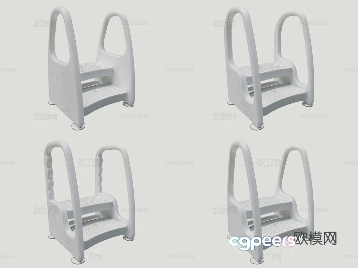 Children climbing high and supporting stool 3D model