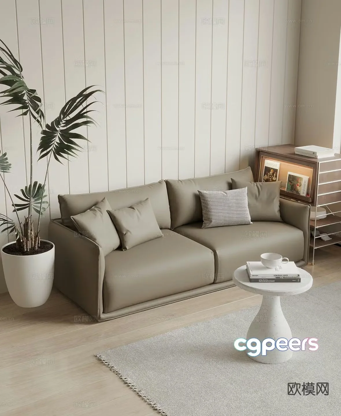 Modern leather loveseat 3d model
