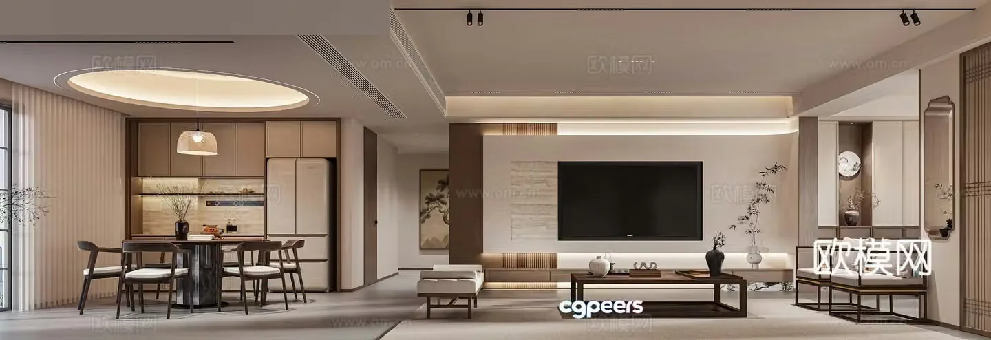 Song’s medieval style living room and dining hall Song’s sofa table and chair tea table combination Song’s screen 3D model
