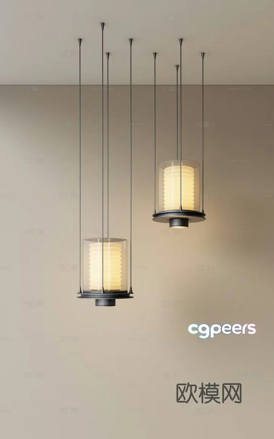 Glass chandelier restaurant chandelier 3d model