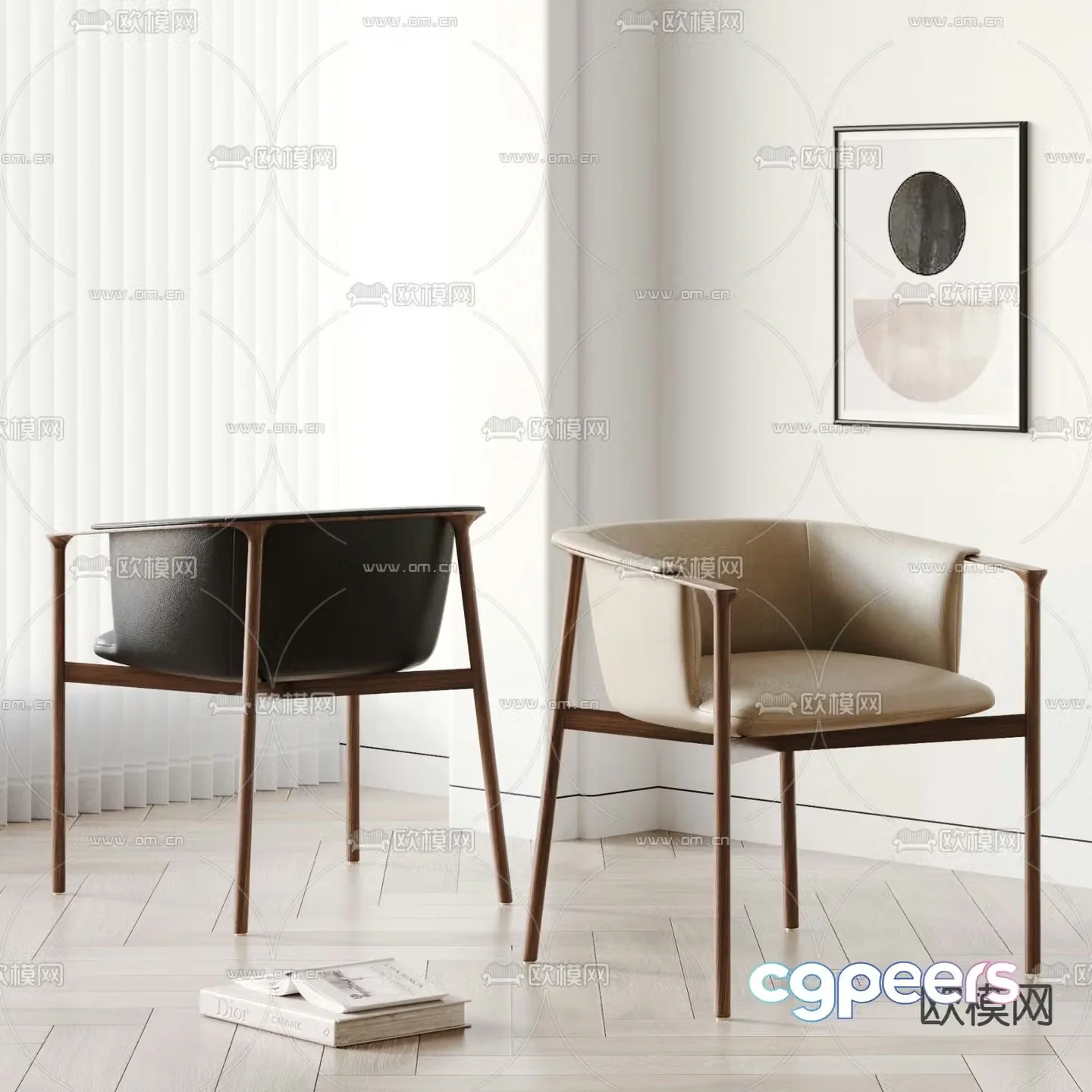 leather chair dining chair 3d model