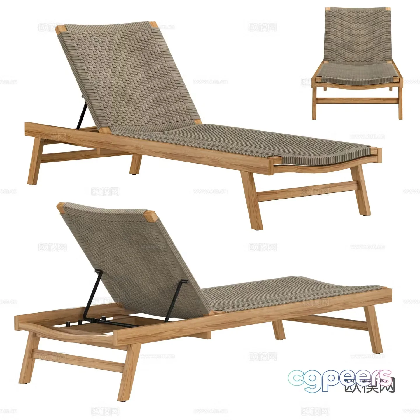 New Chinese style rattan lounge chair 3D model