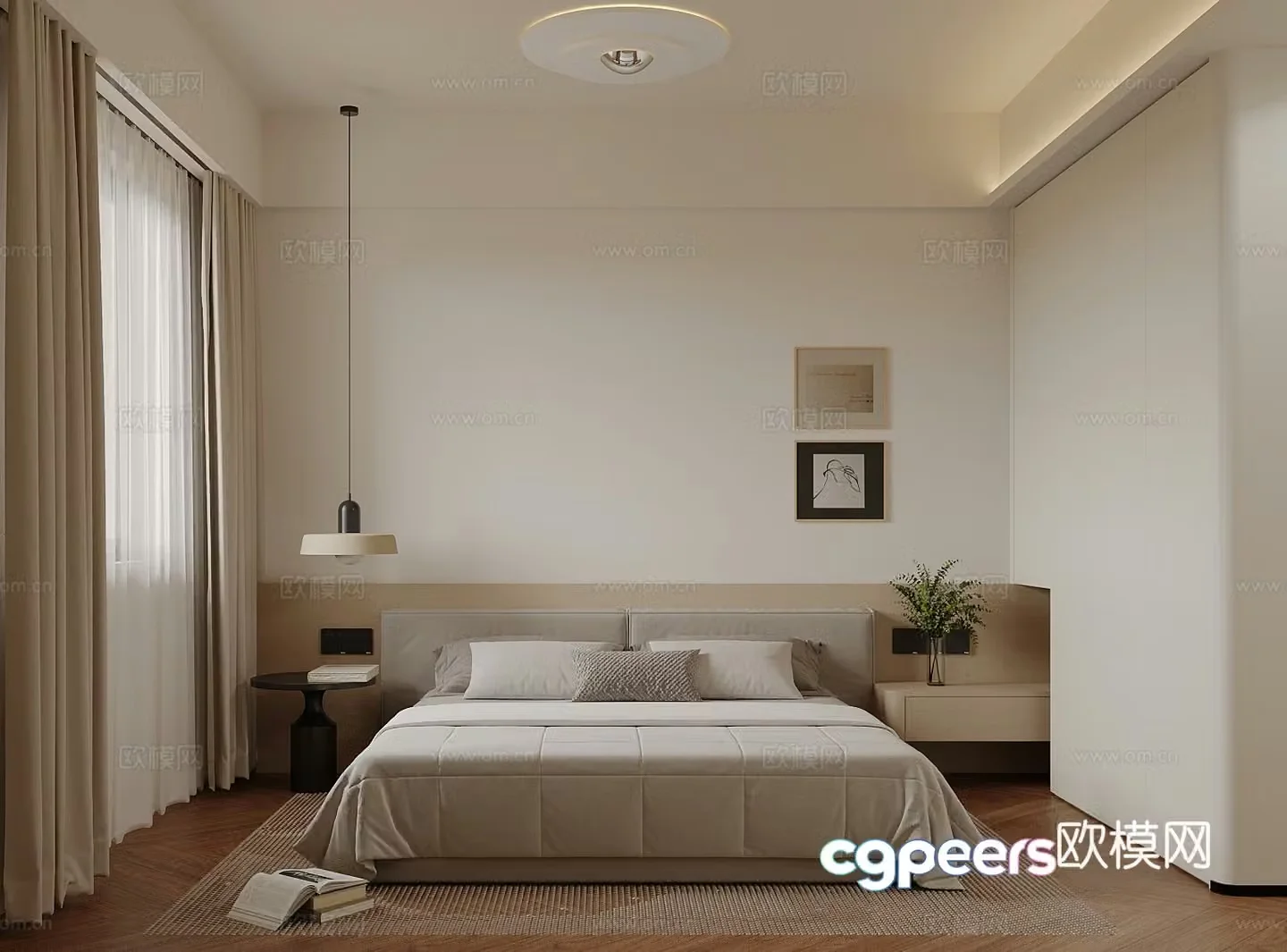 Modern bedroom Double bed 3d model