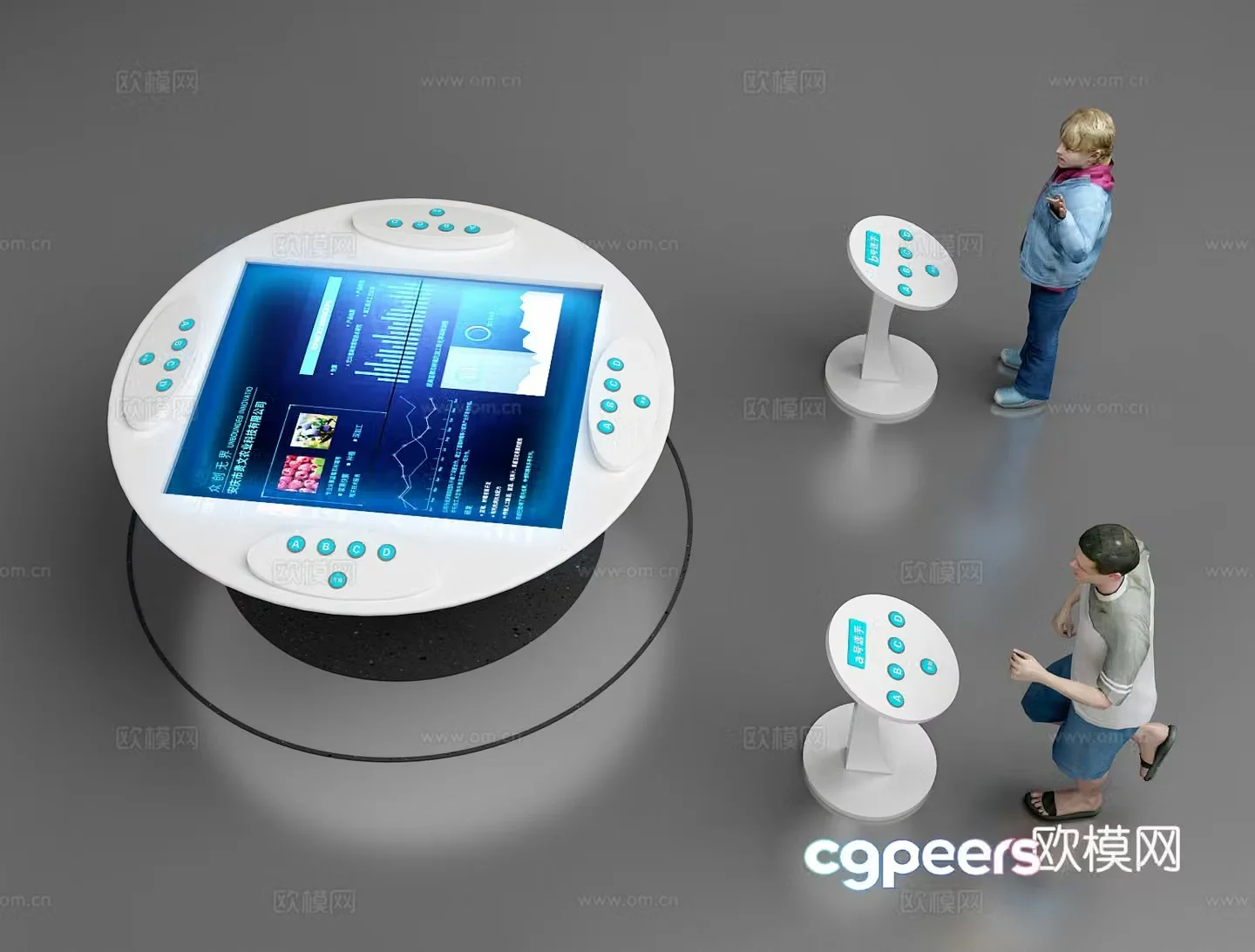 Touch stand Multimedia booth Interactive booth Interactive screen Interactive multimedia 3D model
