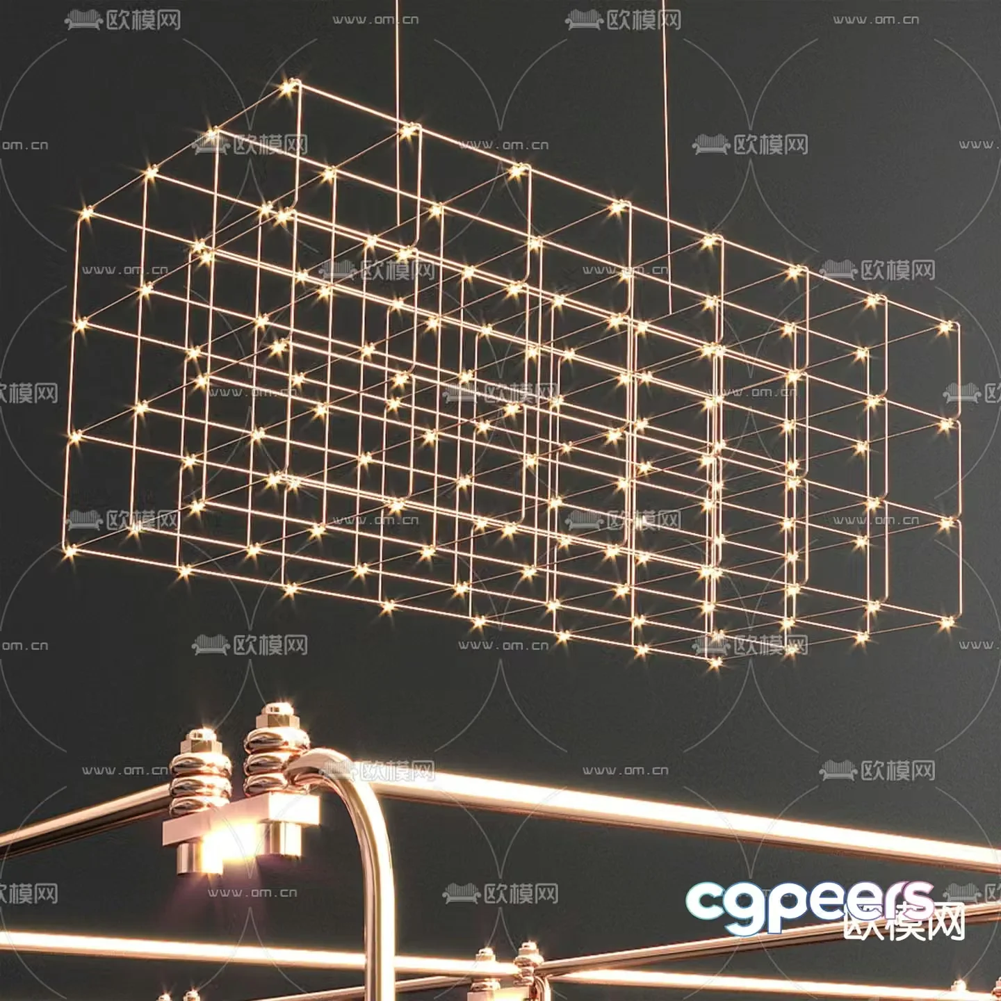 Light luxury chandelier matrix light lobby light 3d model