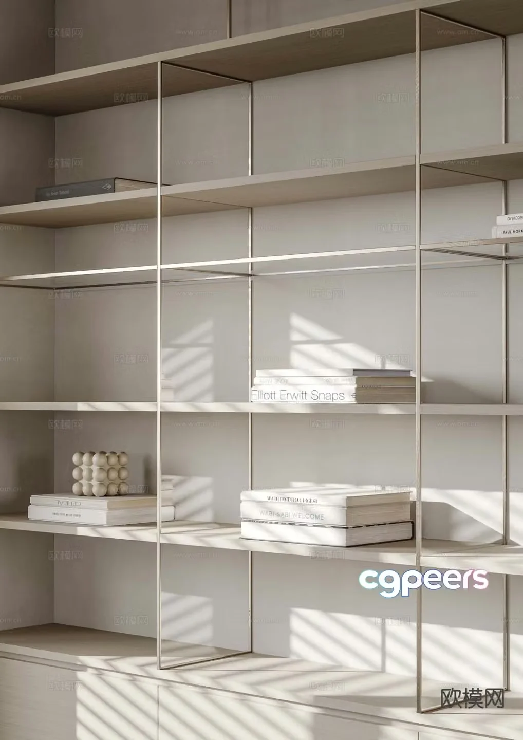 Modern bookcase bookshelf 3d model