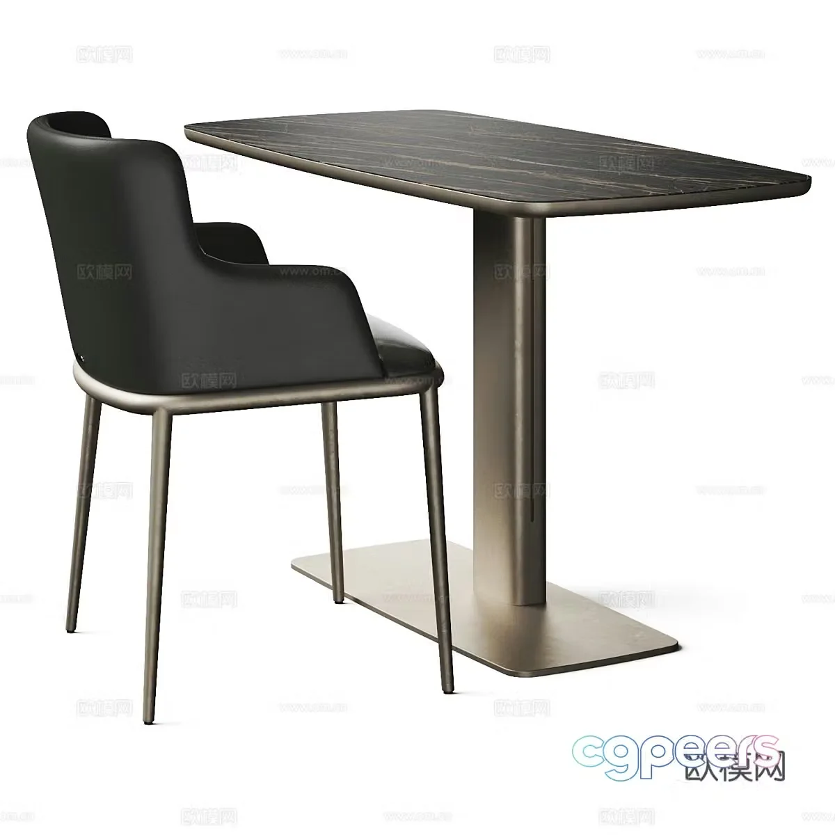 Modern light luxury leisure table and chair negotiation table and chair 3D model