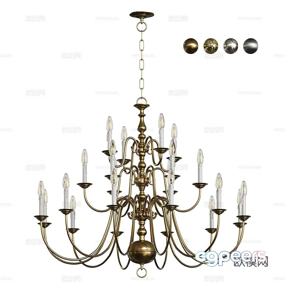 French light luxury decorative chandeliers 3D model