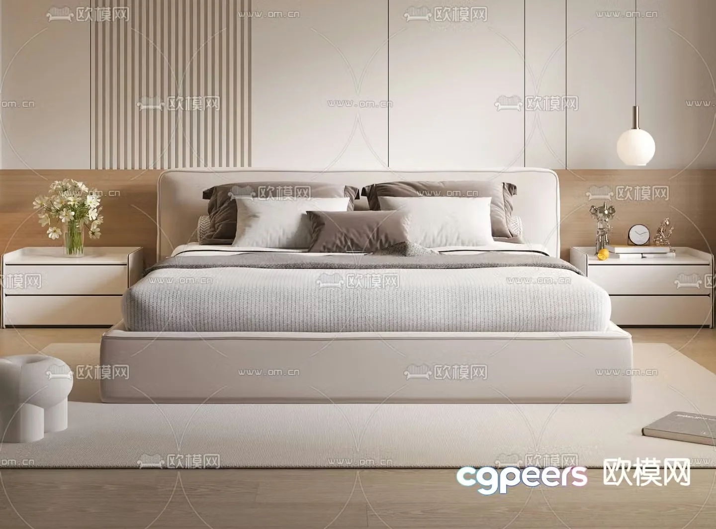Modern double bed 3d model