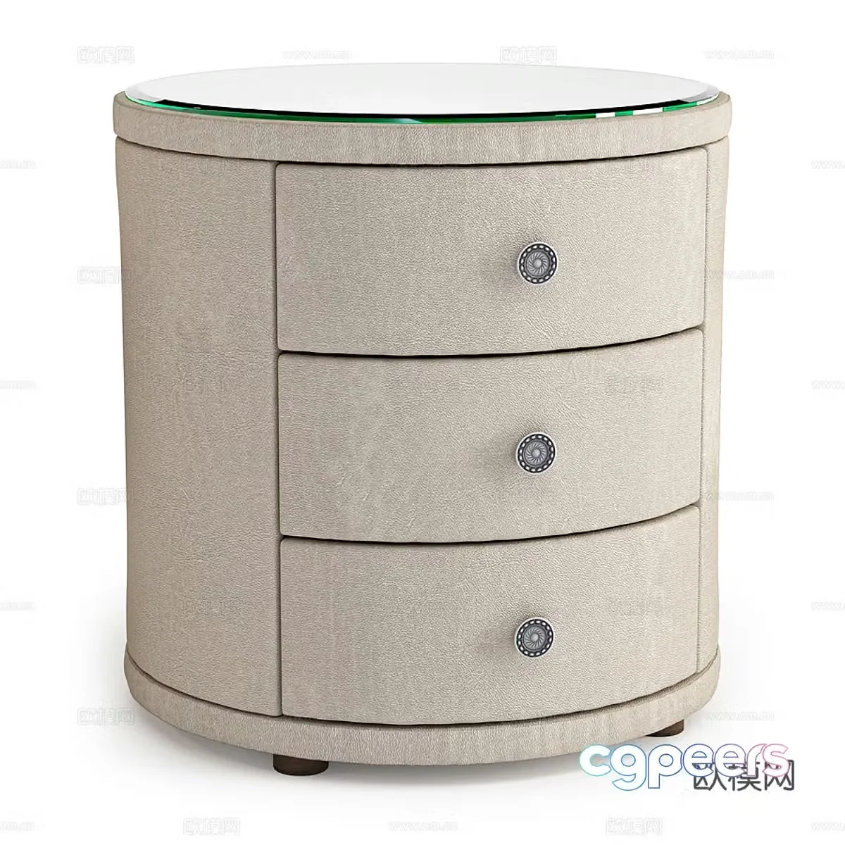 Modern Italian light luxury round bedside table 3D model
