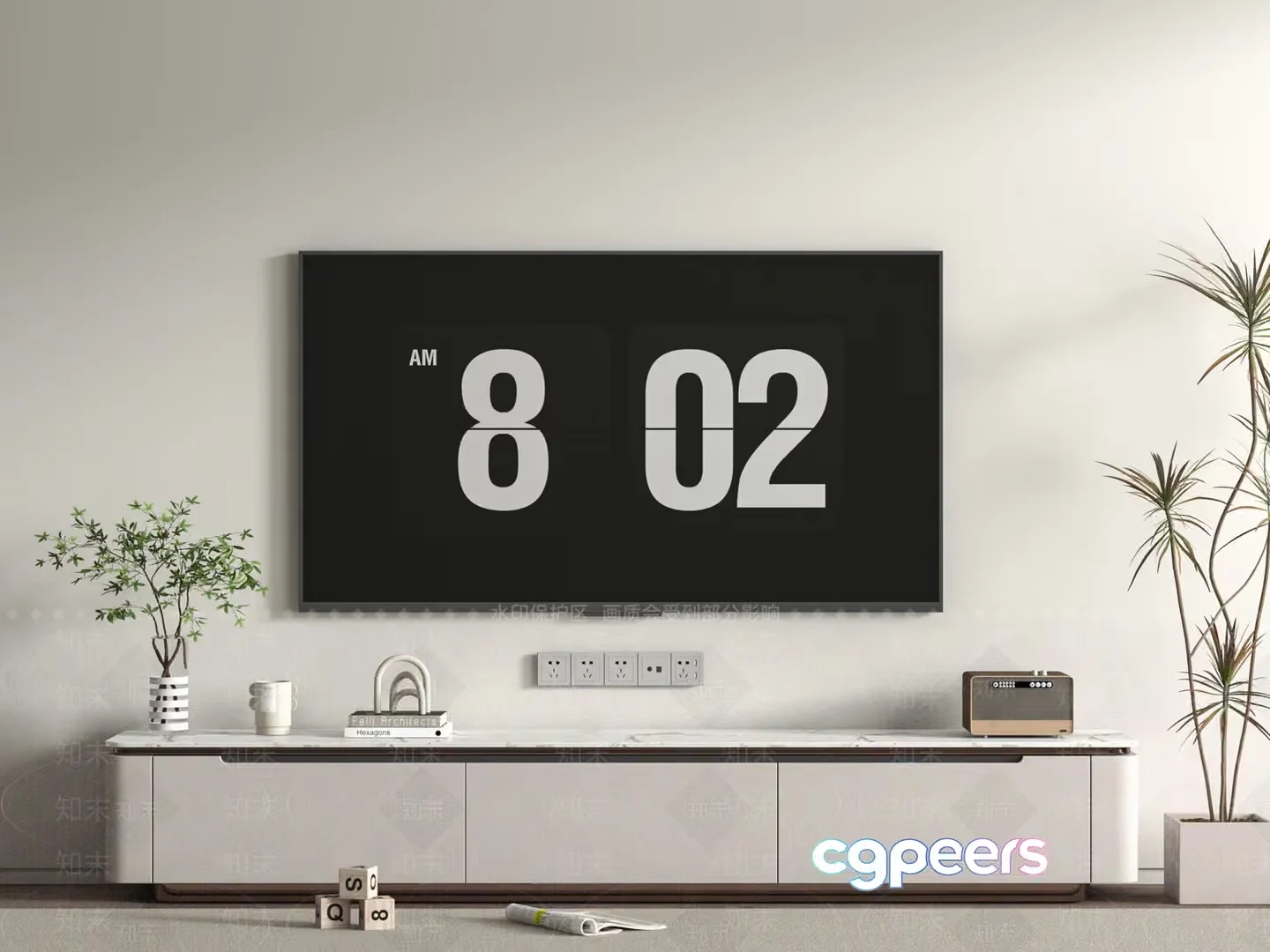 Modern Tv Stand 3D Model – 9035 – VRAY Render