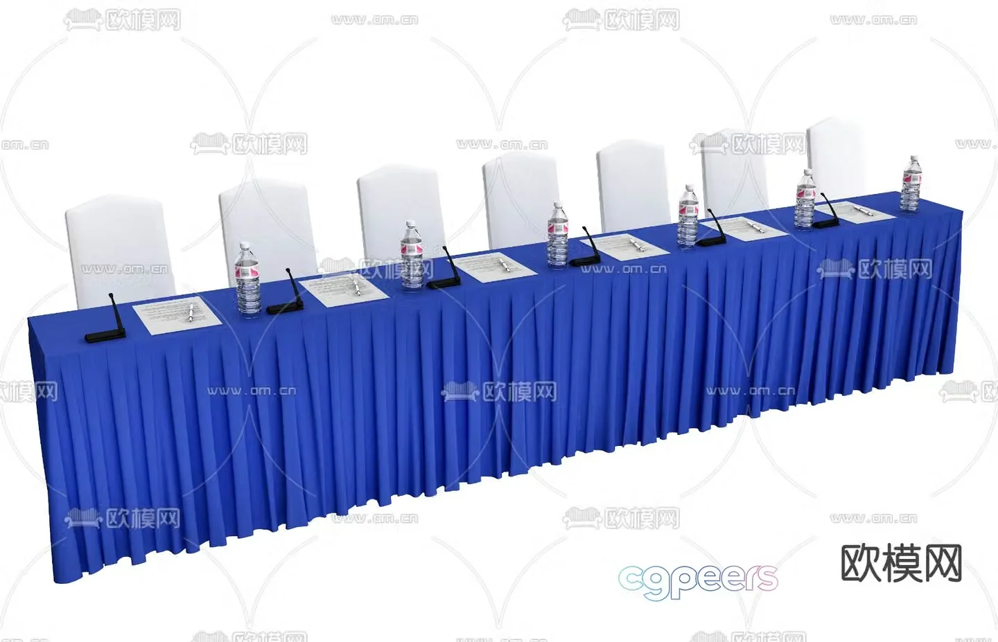 Velvet table skirt conference table rostrum sign-in table 3D model