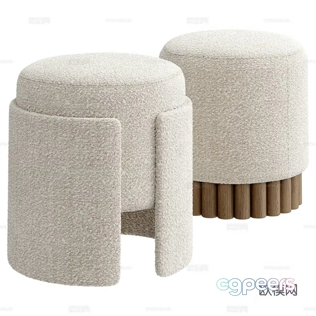 Fabric sofa stool footstool shoe change stool lamb velvet shoe change stool lamb velvet dressing stool low stool 3D model