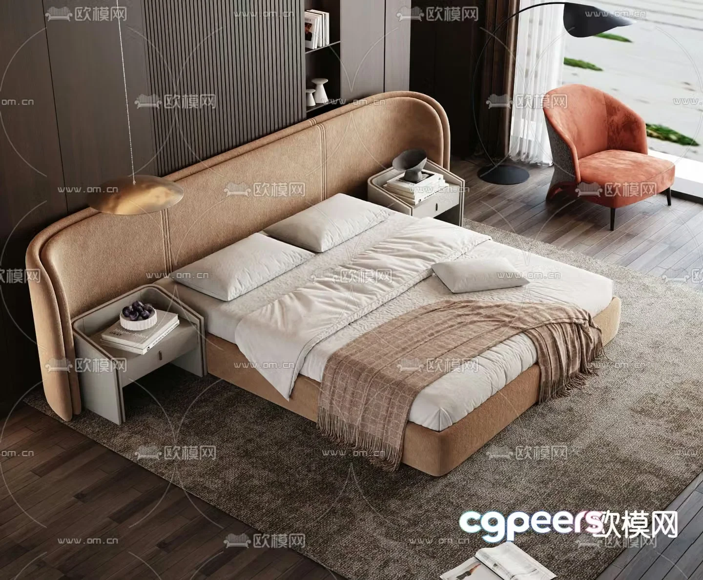 Minotti double bed 3d model