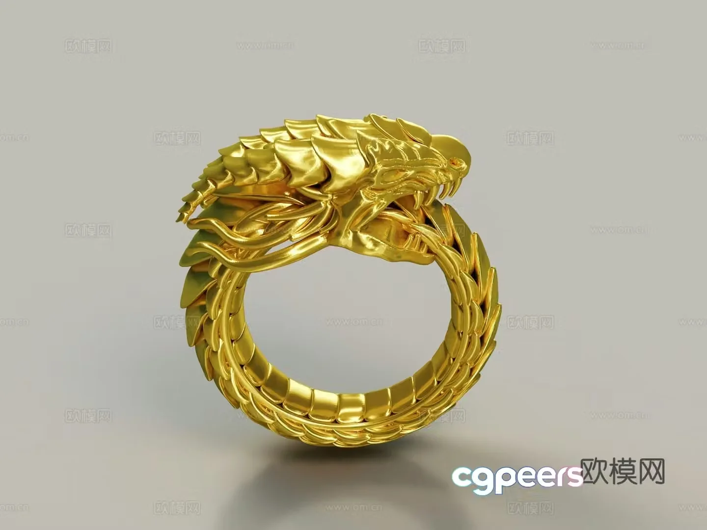 Golden dragon ring jewelry 3d model